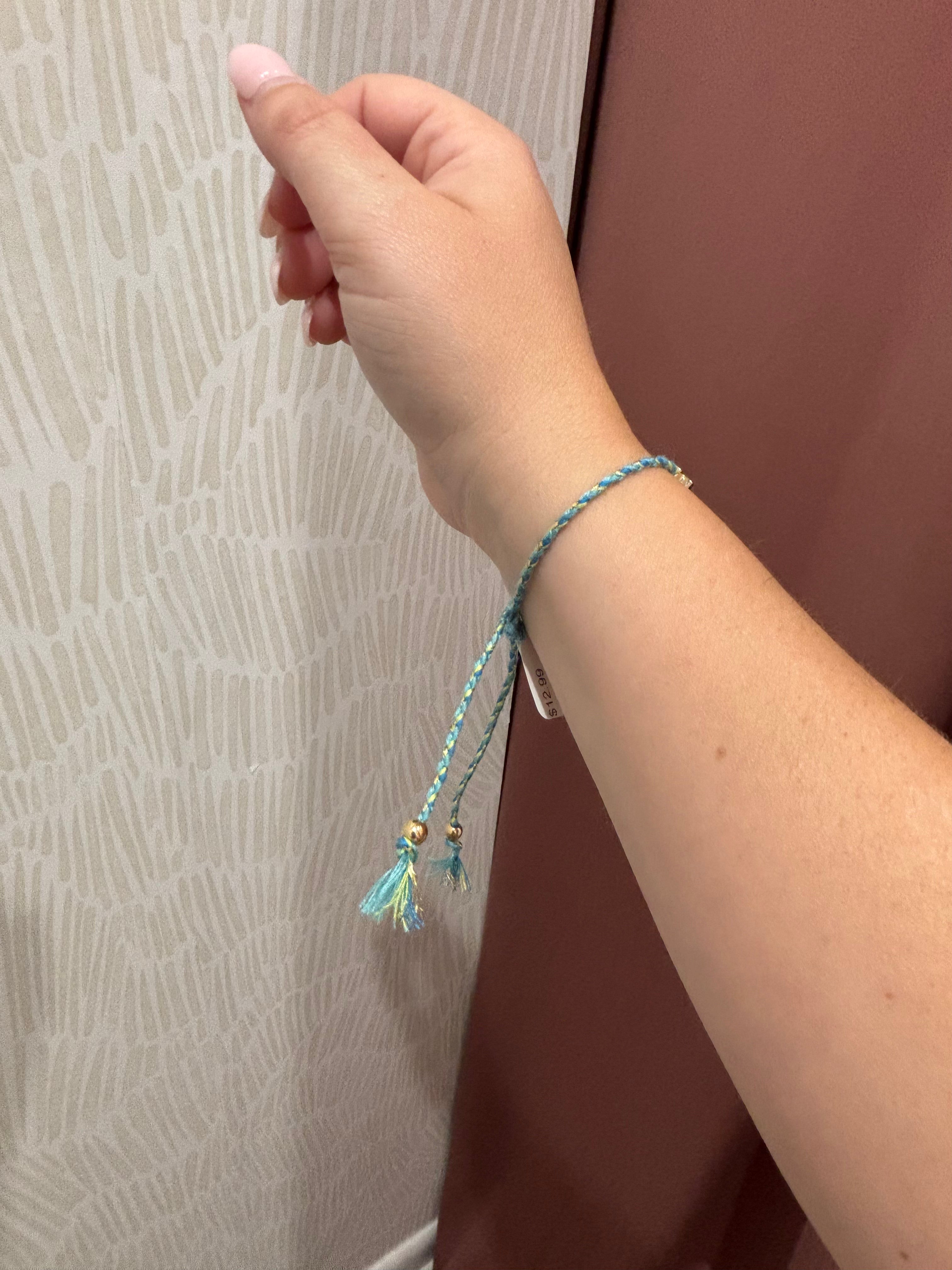 Corded Cross Charm Bracelet | Blue