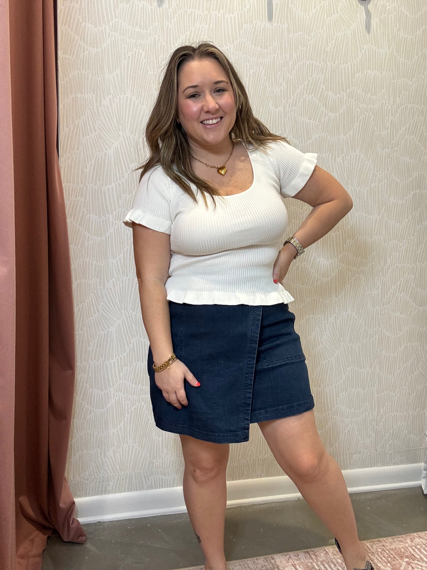 High Waist Wrap Denim Mini Skirt