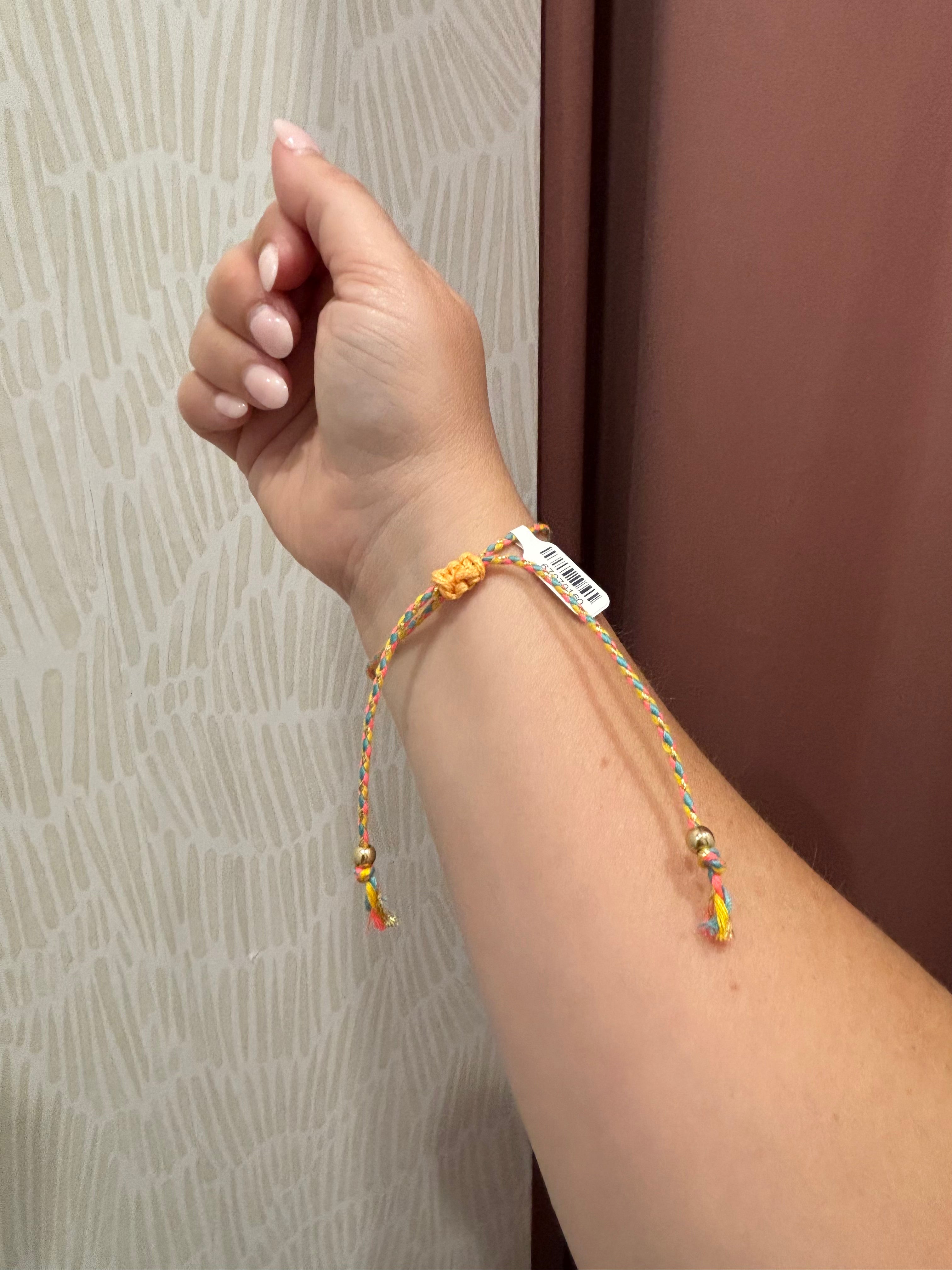 Corded Cross Charm Bracelet | Yellow