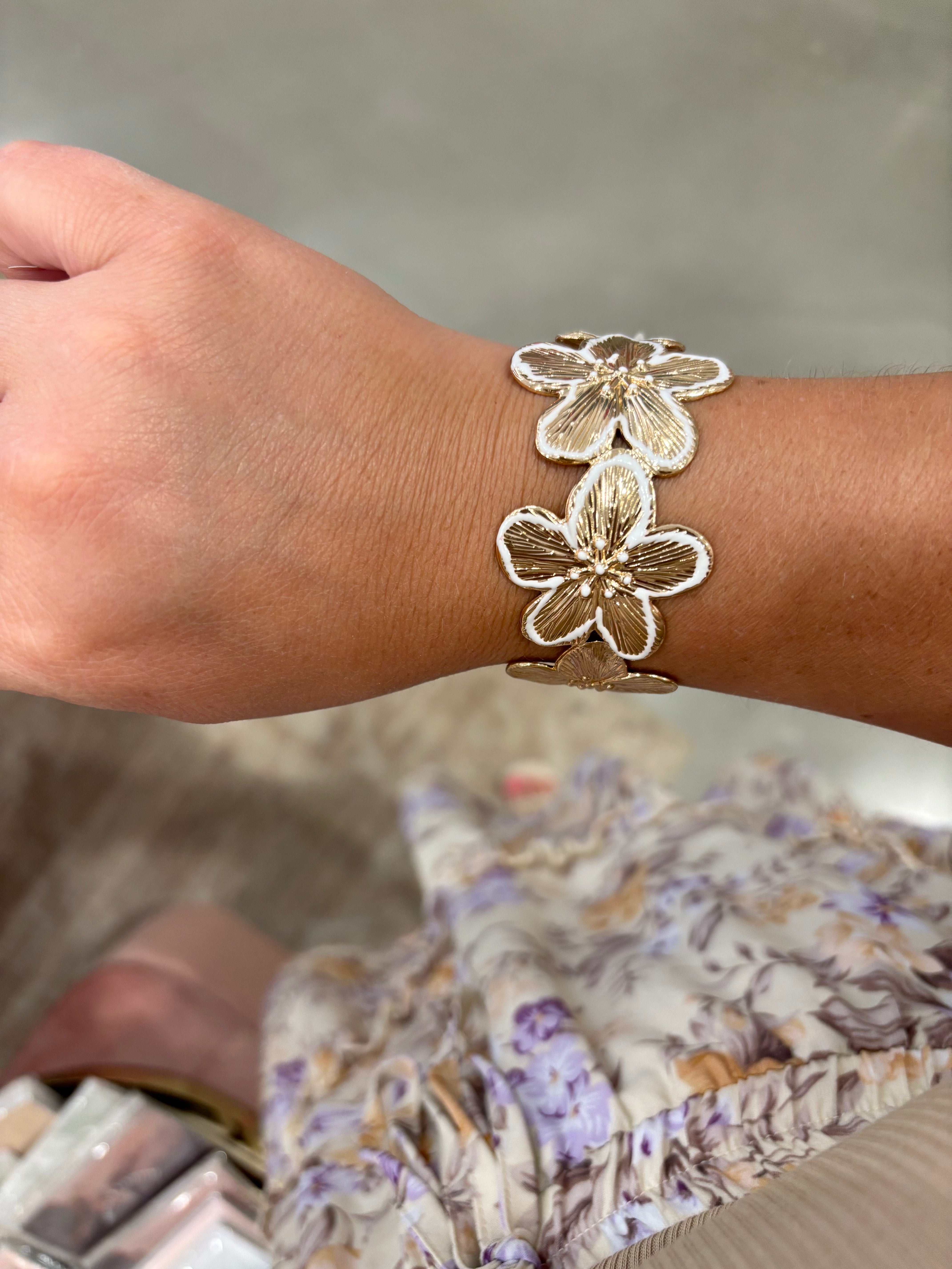 Floral Adjustable Cuff Bracelet