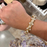 Gold & Pearl Bangle Bracelet