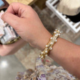 Gold & Pearl Bangle Bracelet