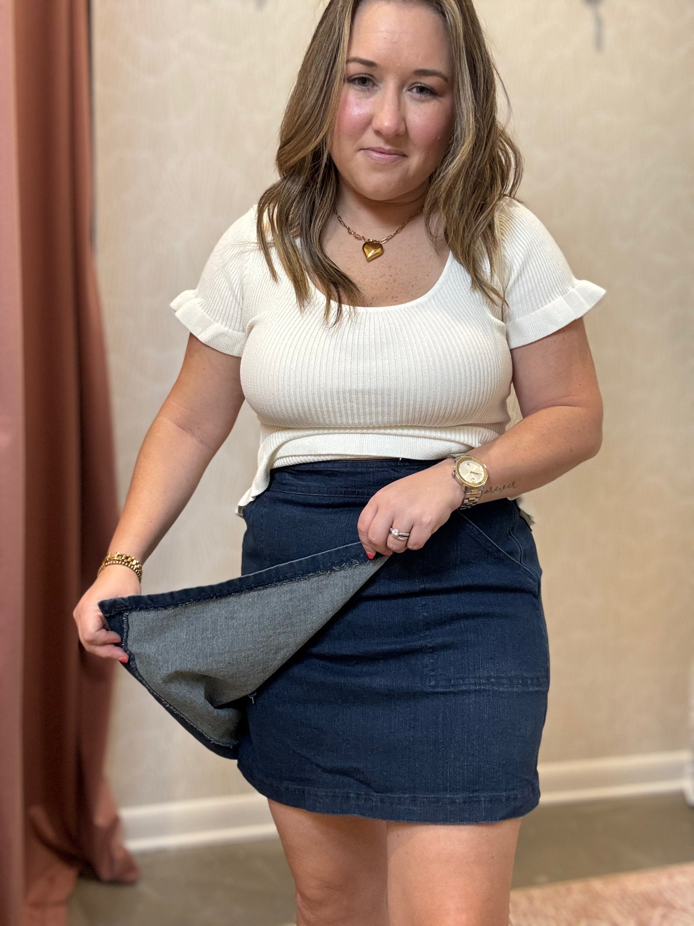 High Waist Wrap Denim Mini Skirt