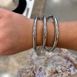 Chunky Triple Tube Bangle Set | Silver