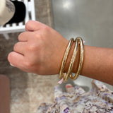 Chunky Triple Tube Bangle Set | Gold