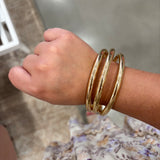 Chunky Triple Tube Bangle Set | Gold