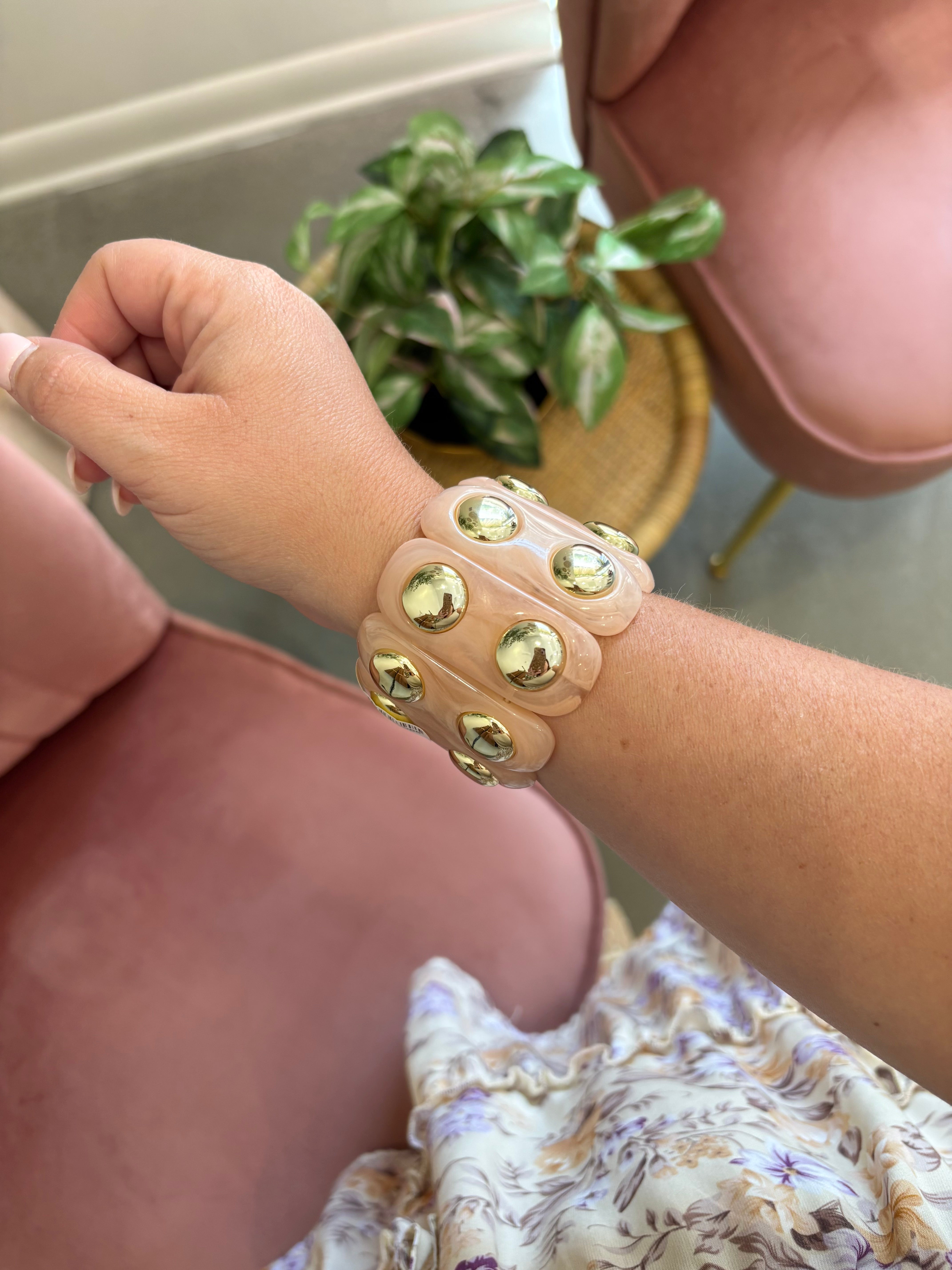 Color-Block Stretch Cord Bracelet | Pink