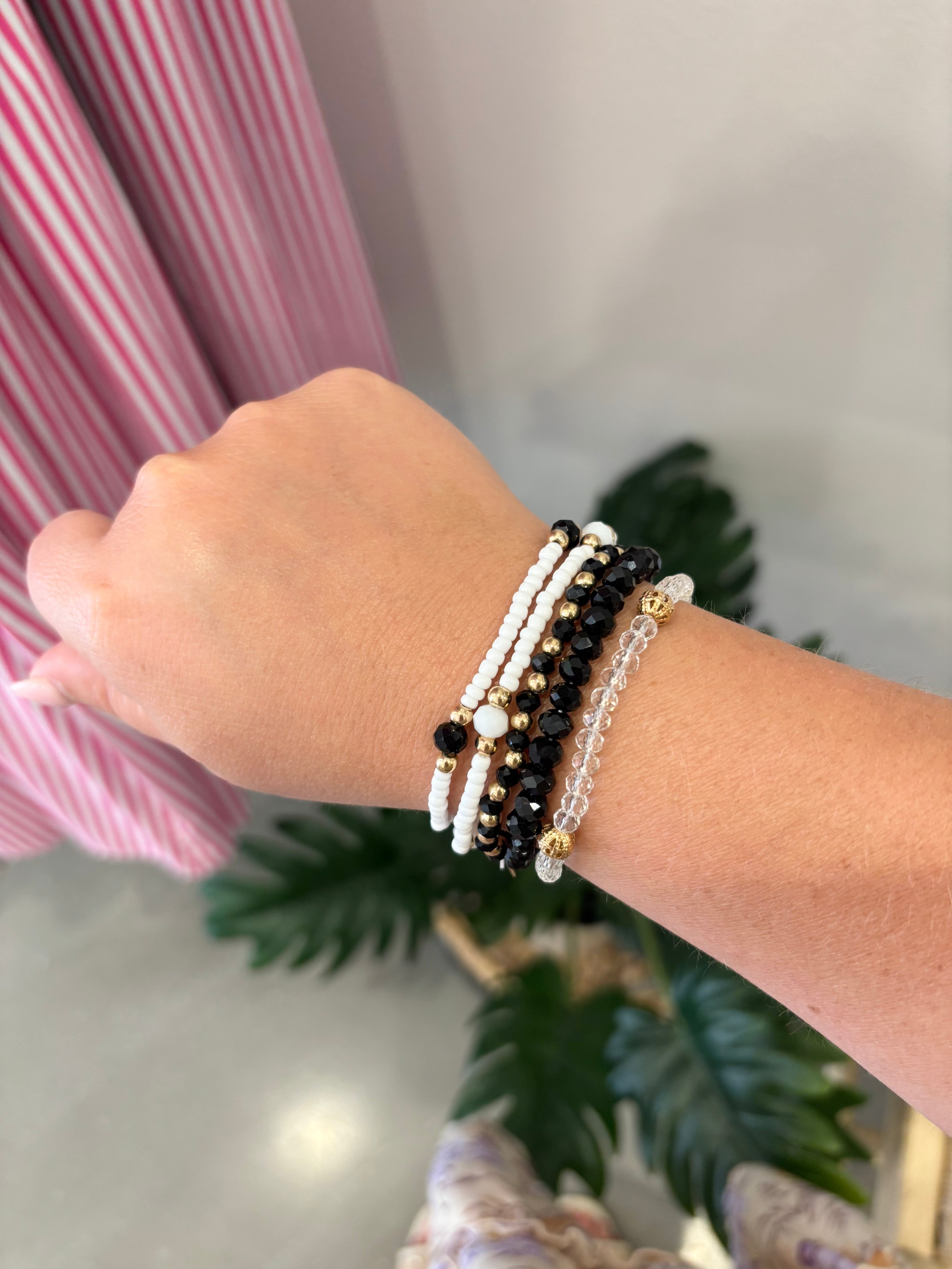 Beaded Chain Charm Bracelet | Black