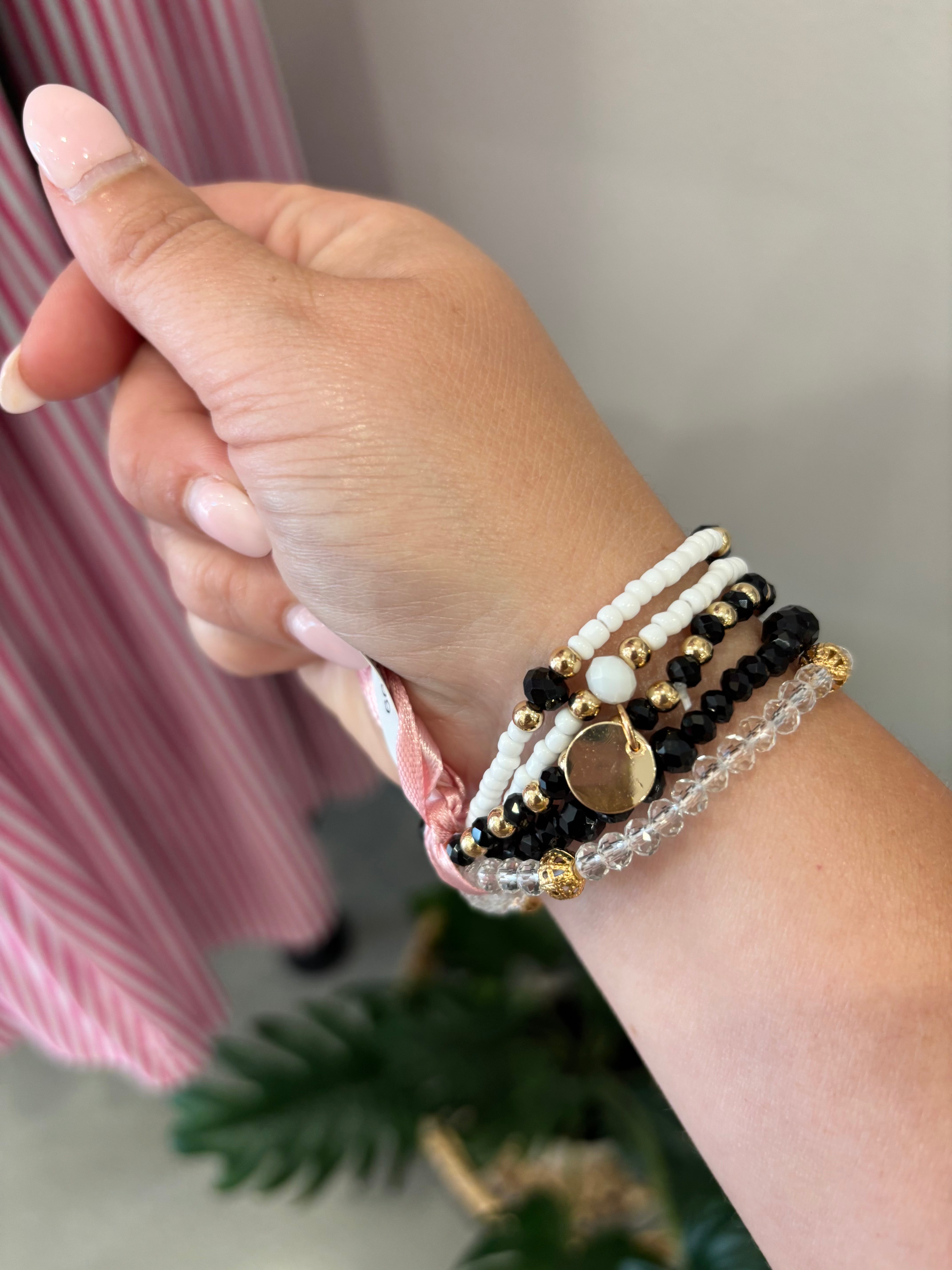 Beaded Chain Charm Bracelet | Black