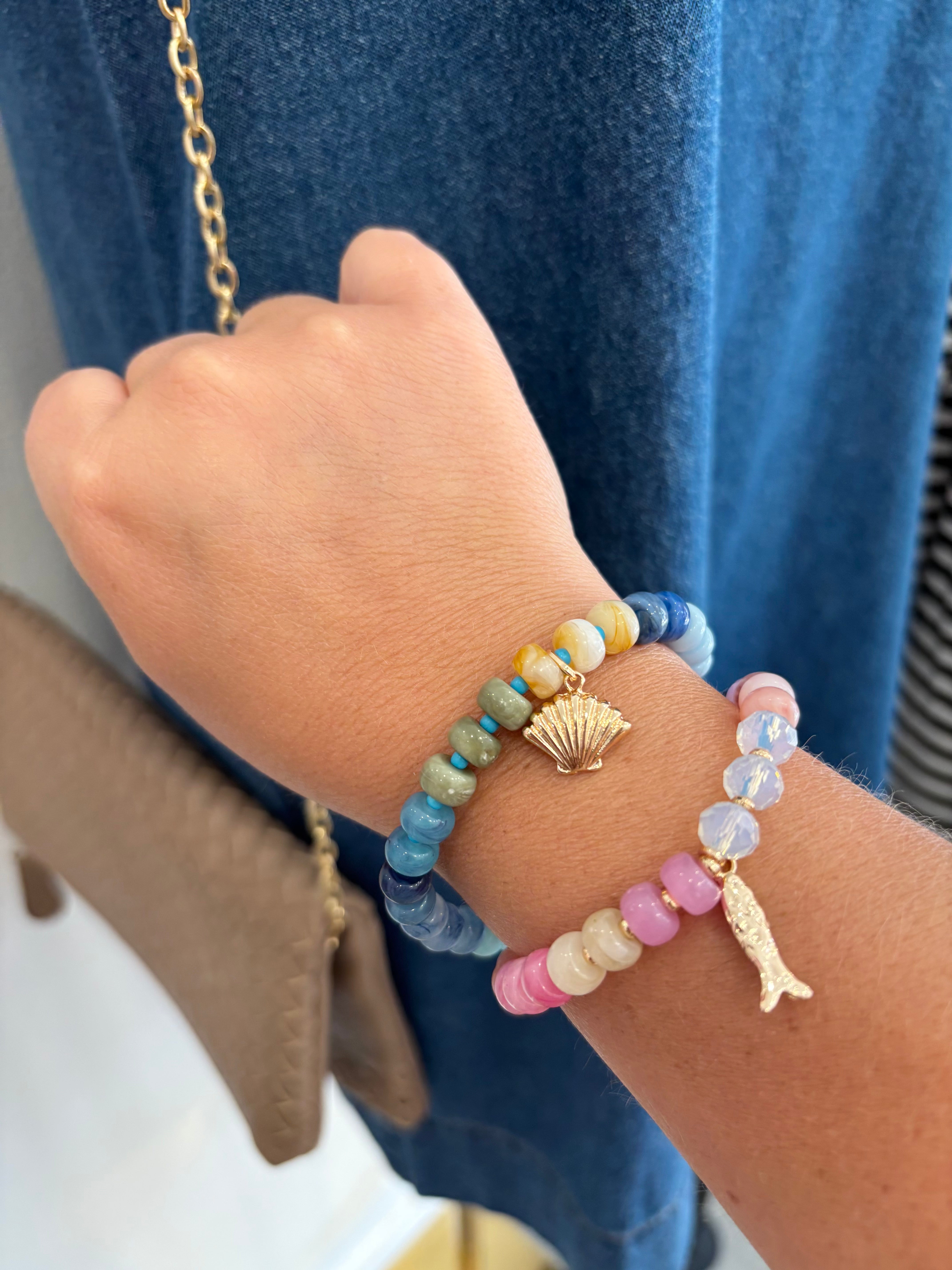 Nautical Beaded Stretch Bracelet Set