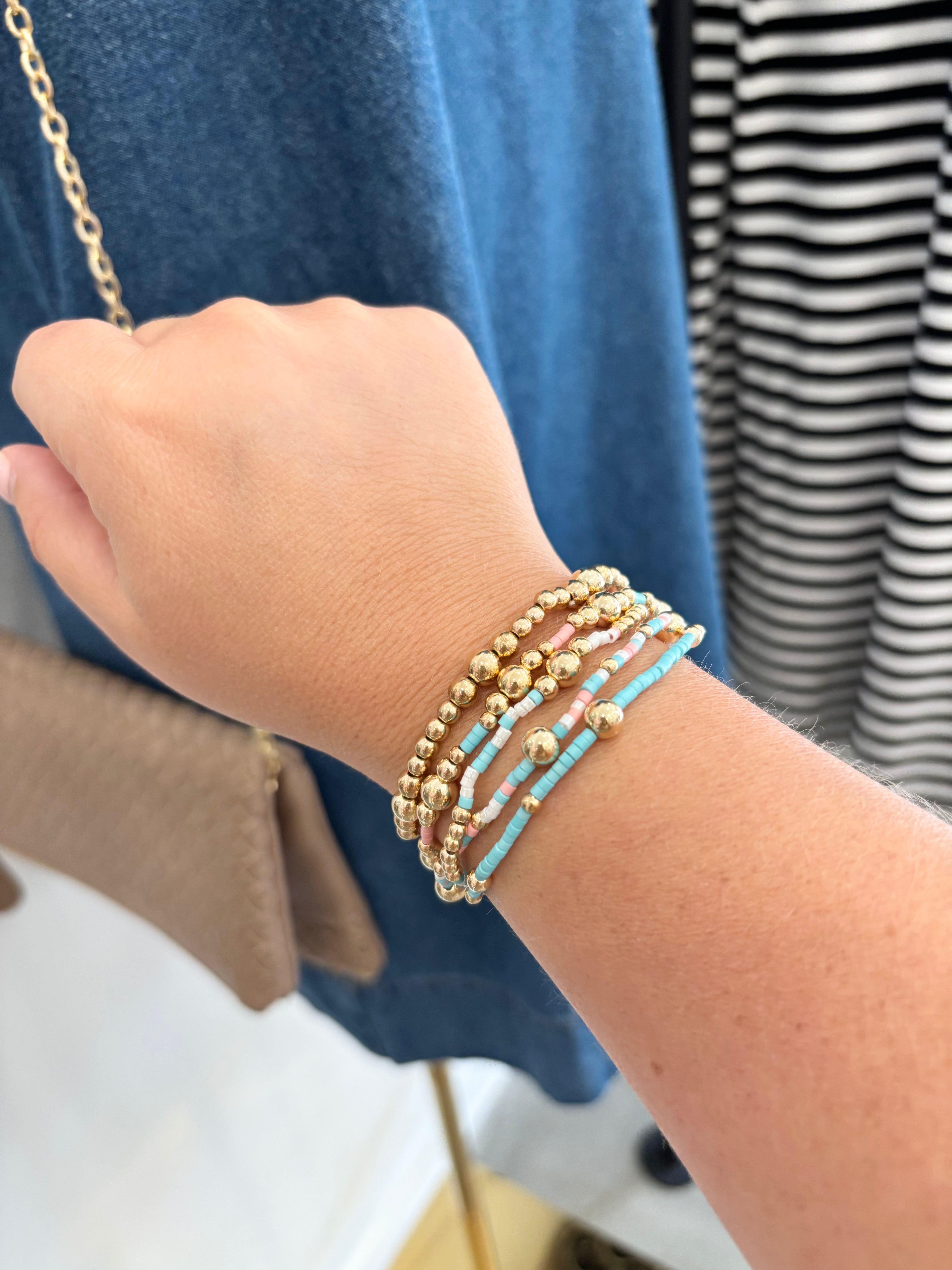 Ball Chain Link Bracelet | Pink & Blue