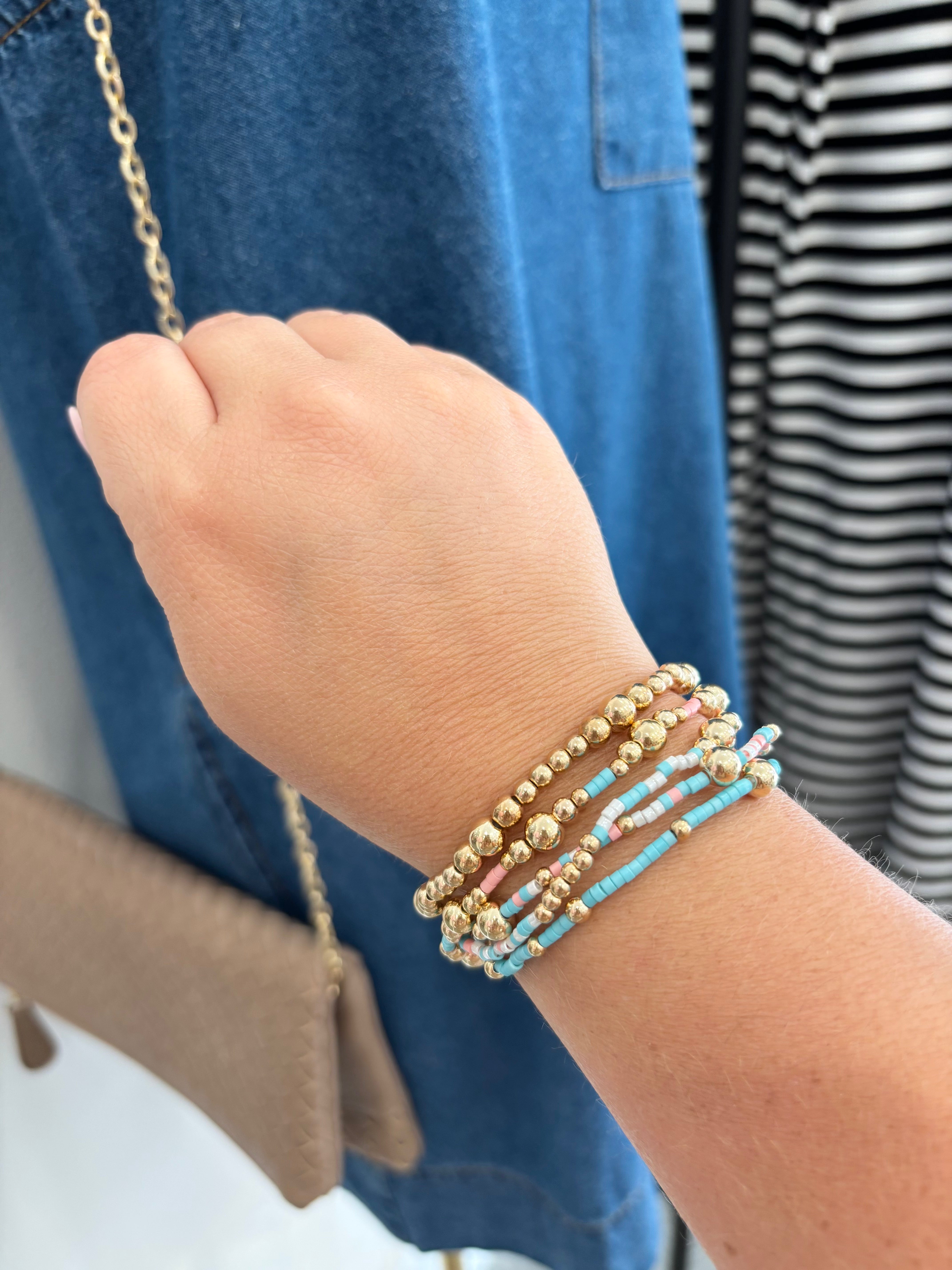Ball Chain Link Bracelet | Pink & Blue