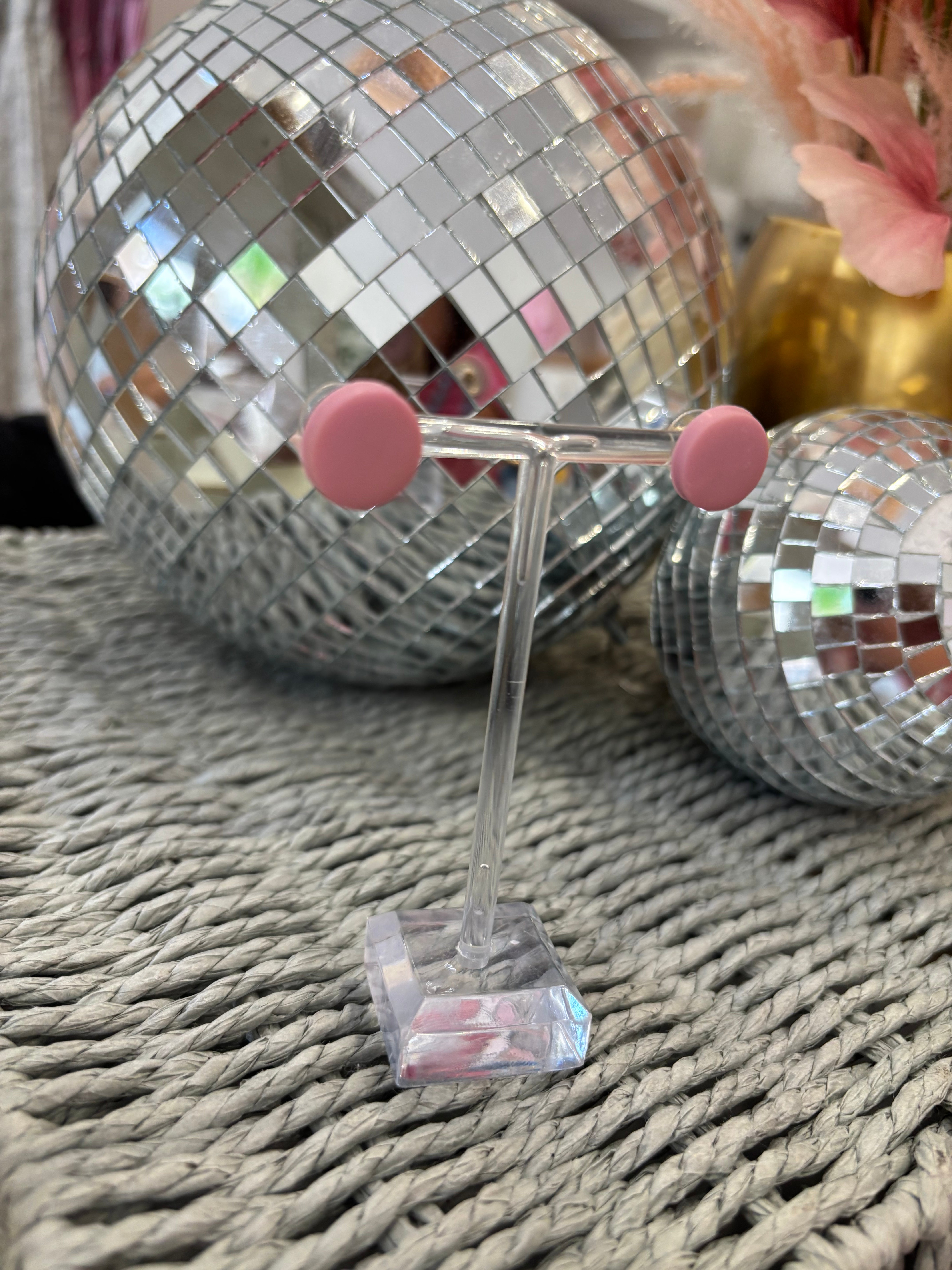 Circle Stud Clay Earring | Pink