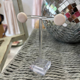 Circle Stud Clay Earring | White