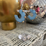 Natural Blue Acrylic Hoop Earring