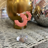 Pink Acrylic Hoop with Gold Studs