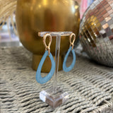 Gold & Blue Resin Open Teardrop Earring