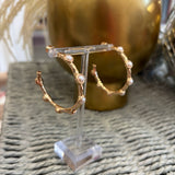 Gold Hammered Pearl Hoop Earring