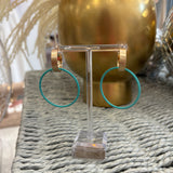 Gold Hoop with Teal Circle Earring