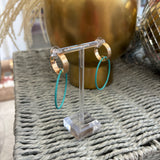 Gold Hoop with Teal Circle Earring