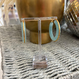 Blue Acrylic Hoop with Gold Earring