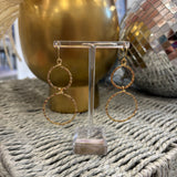 Gold Double Open Circle Drop Earring
