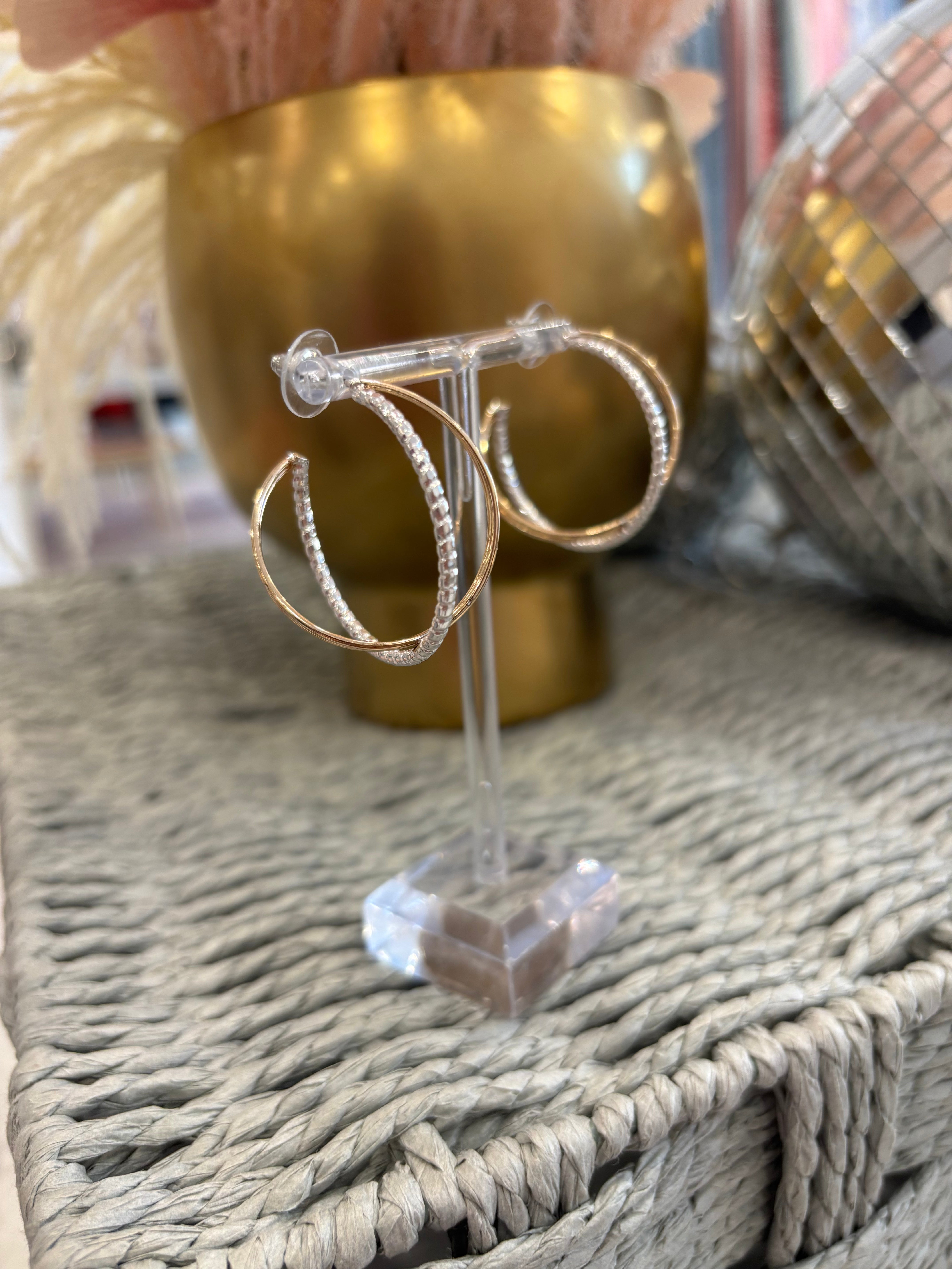 Twisted Gold & Silver Hoops