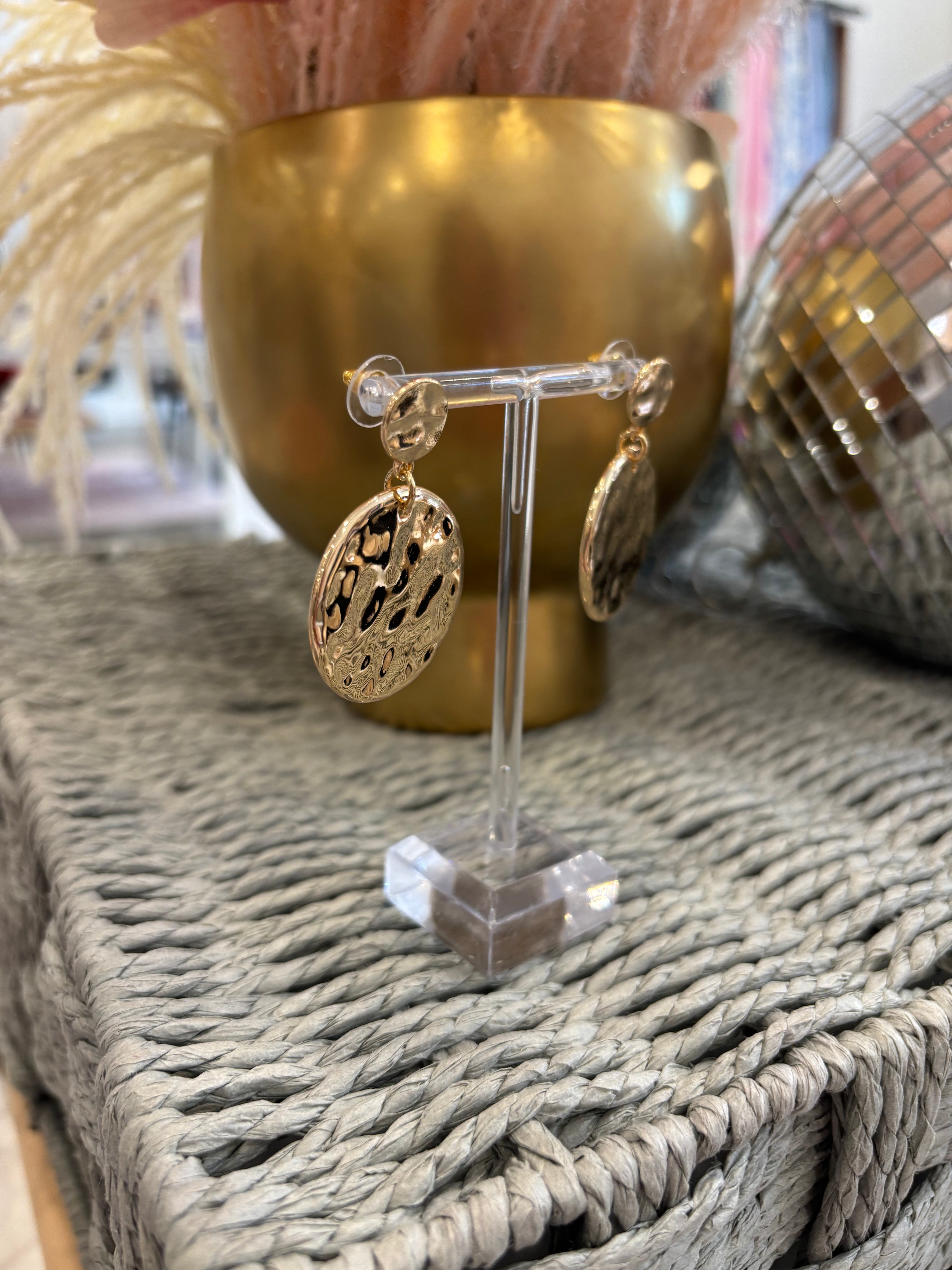 Hammered Gold Double Circle Earring | Gold