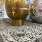 Beaded cross gold earrings