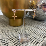 Beaded cross gold earrings