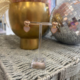 Gold Hammered and White Heart Earring