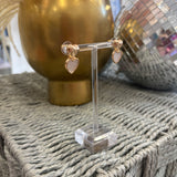 Gold Hammered and White Heart Earring