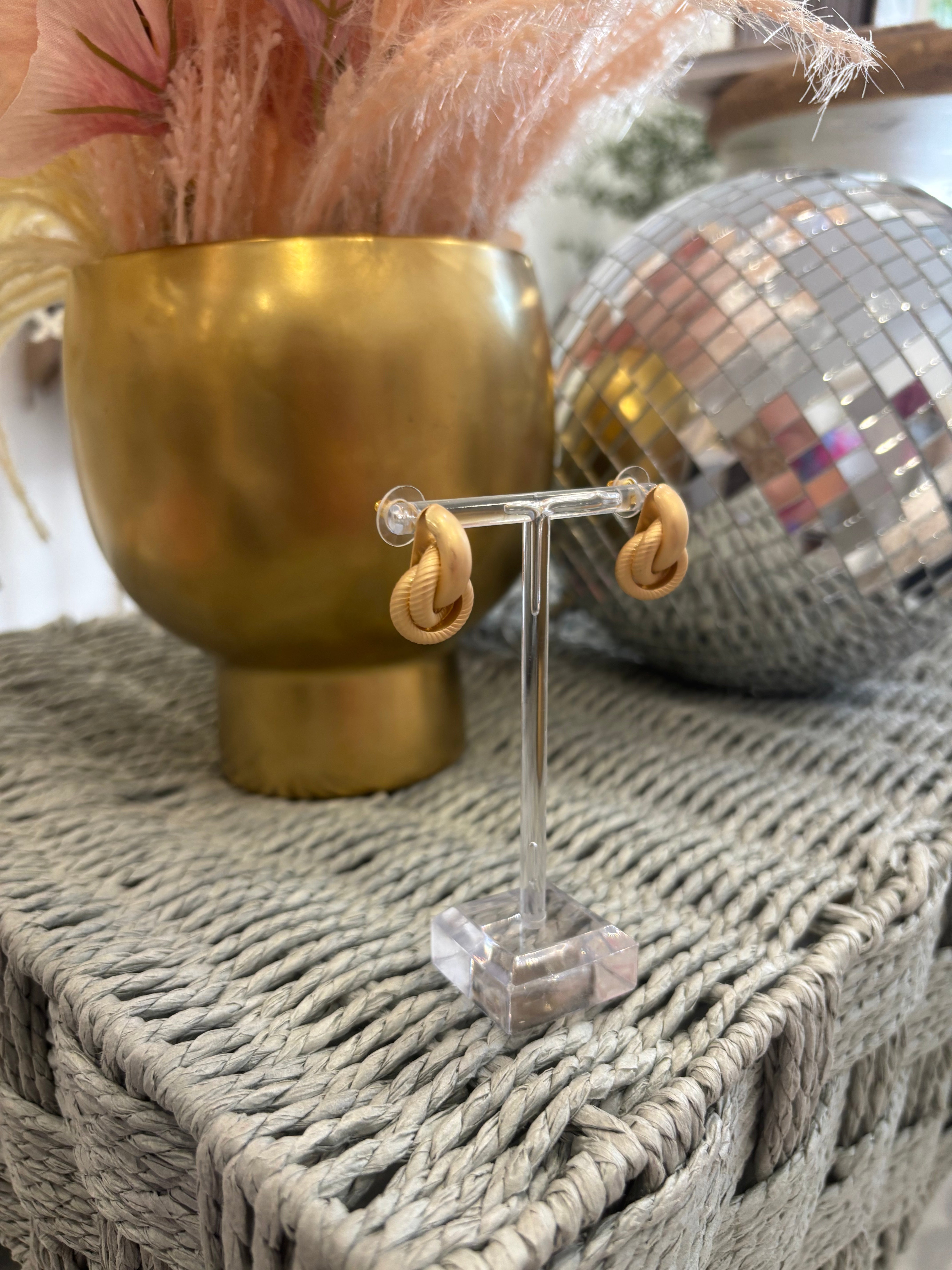 Matte Gold Knot Stud Earring