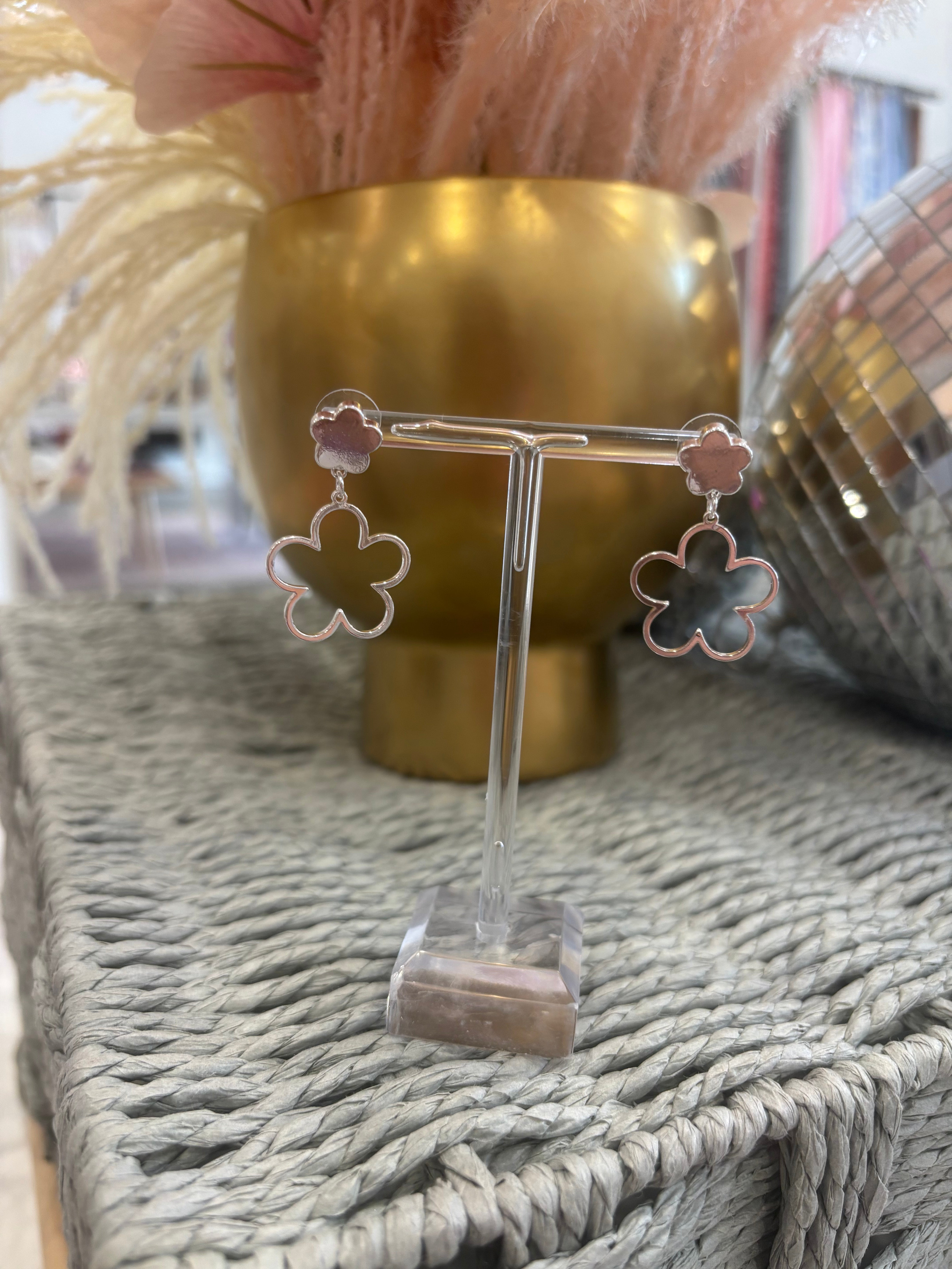 Silver Huggie Hoop with Puffy Heart Drop
