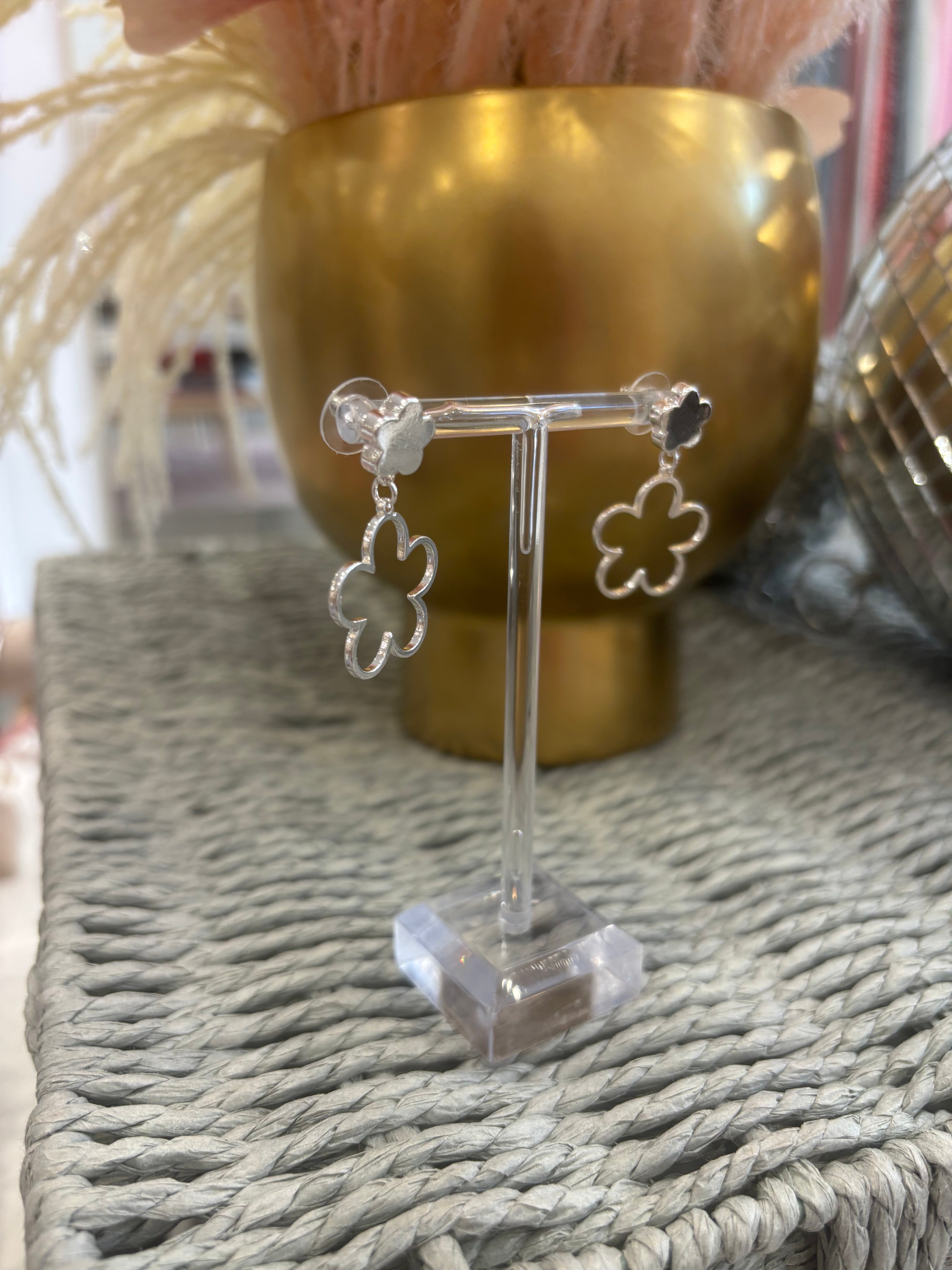 Silver Huggie Hoop with Puffy Heart Drop