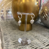 Silver Huggie Hoop with Puffy Heart Drop