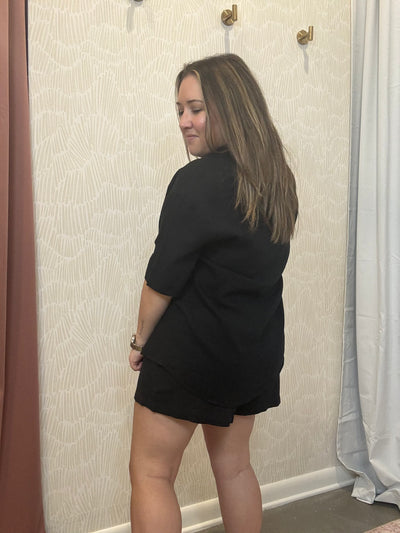 Linen Relaxed Shorts | Black