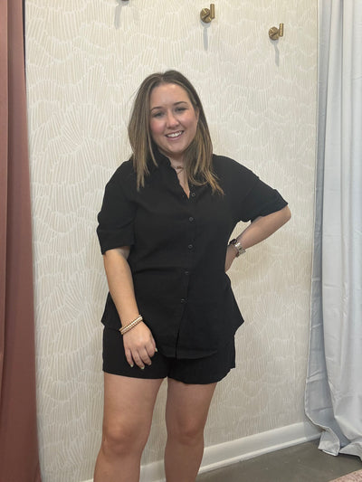 Linen Relaxed Shorts | Black
