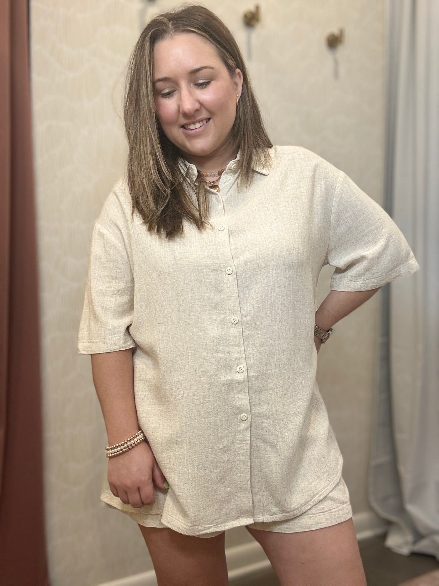 Linen Relaxed Shorts | Oatmeal