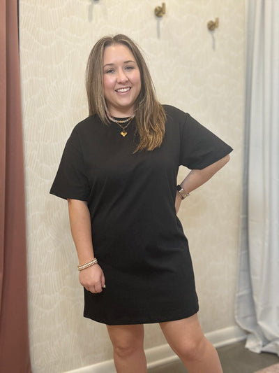 Black Short Sleeve T-Shirt Dress
