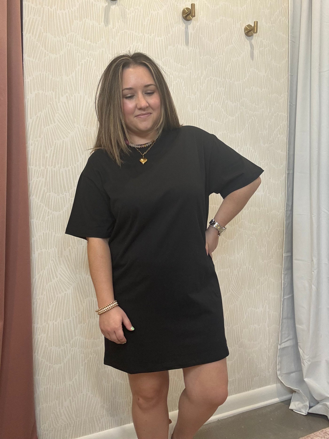 Black Short Sleeve T-Shirt Dress