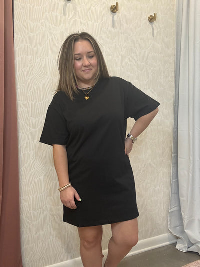 Black Short Sleeve T-Shirt Dress
