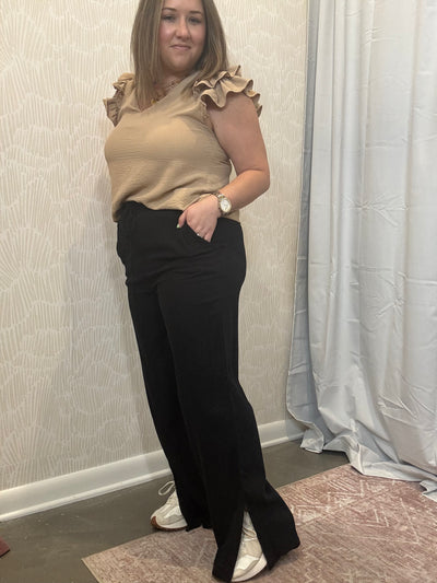 Linen Drawstring Pants | Black