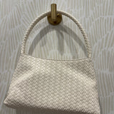 Faux Leather Woven Shoulder Bag | Ivory