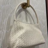 Faux Leather Woven Shoulder Bag | Ivory