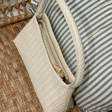 Faux Leather Woven Shoulder Bag | Ivory