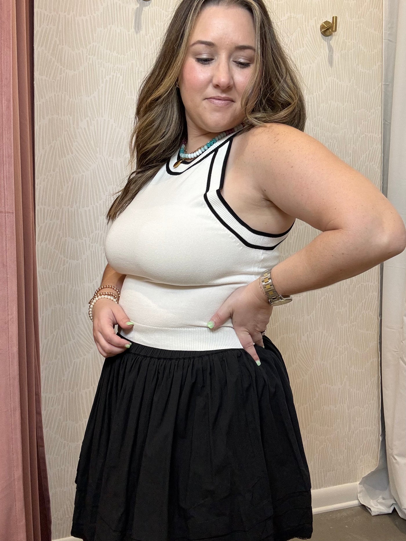 Abby Lace Trim Mini Skirt