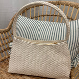 Faux Leather Woven Shoulder Bag | Ivory