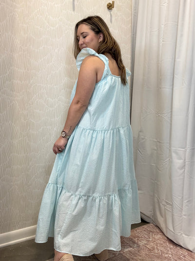 Blue and White Seersucker Dress