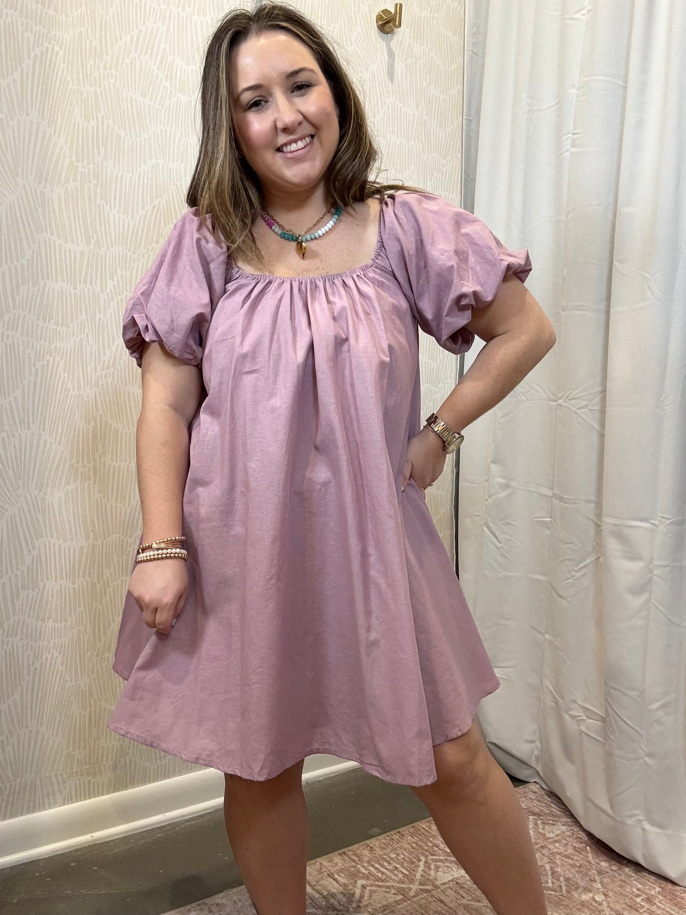 Puff Sleeve Mini Dress